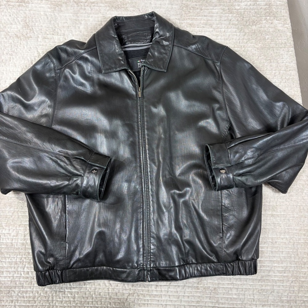 Wilsons Leather Pelle Studio Black Leather Bomber Jacket Thinsulate XXL Mens